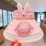 Cute Bunny Portable Neck Fan for Kids & Women | Rechargeable Hands-Free Mini Cooling Fan | Adjustable Summer Neck Fan with USB Charging | Lightweight Personal Cooling Device