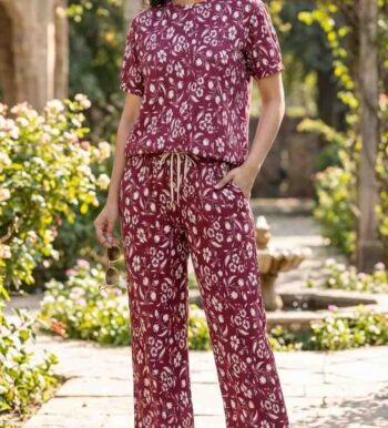 Floral print cord set for girls